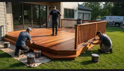 Professional deck staining service in St Petersburg, FL protecting wood from sun and salt air
