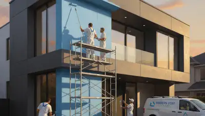 St Petersburg, FL painters applying exterior house paint for coastal home protection